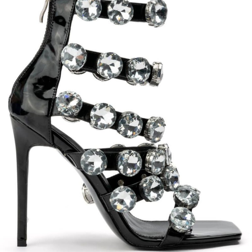 Xena Bubbles Of Ice Patent Leather Gladiator Stiletto Sandal SIZE 9 - Picture 4 of 5